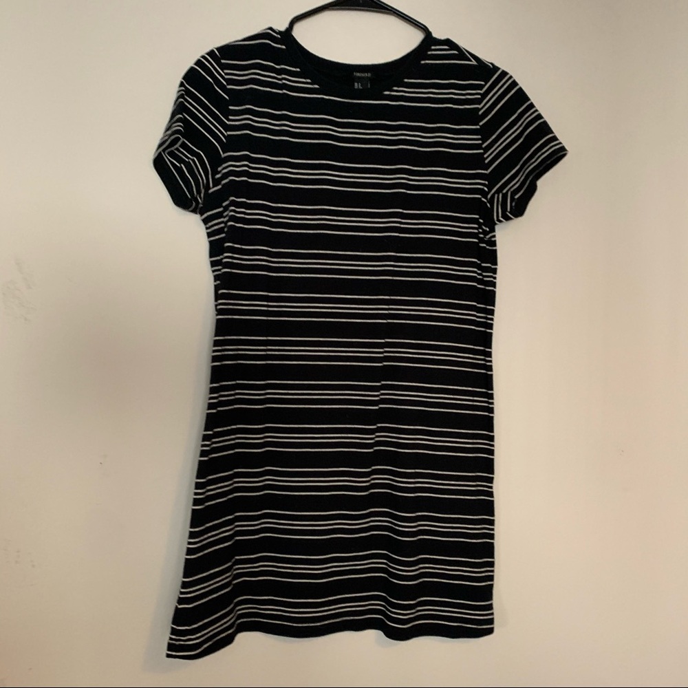 LBD T Shirt Dress white striped